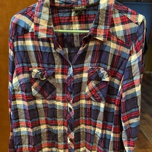 Torrid Blue Flannel Top size 2